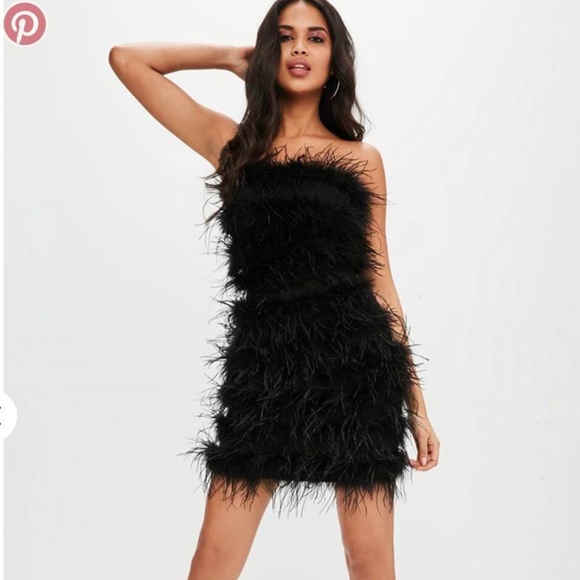 missguided black feather mini-skirt - Picture 1 of 1